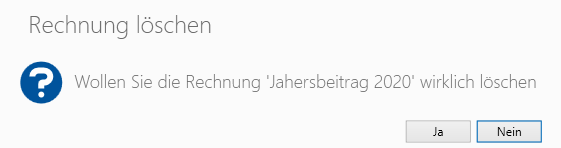 Dialog Rechnung löschen
